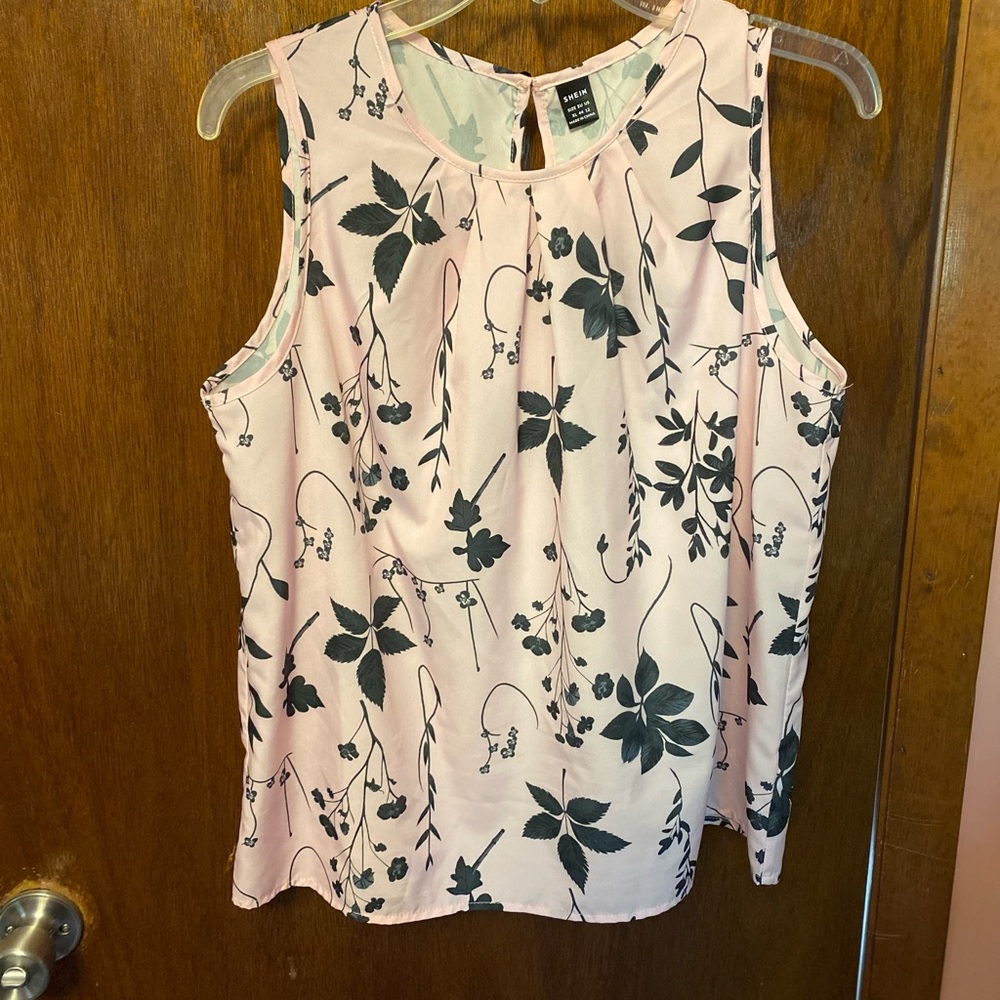 H&M Pink and Black Floral Blouse